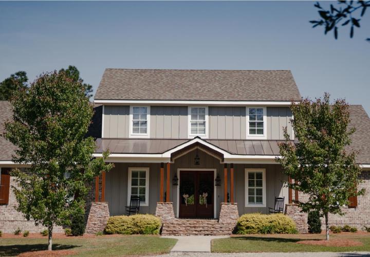 Home With Architectural Asphalt Shingles & Standing Seam Metal Roofing | Mixed Material Roofing | Bulloch County Residential Roofing | Statesboro Residential Roofers