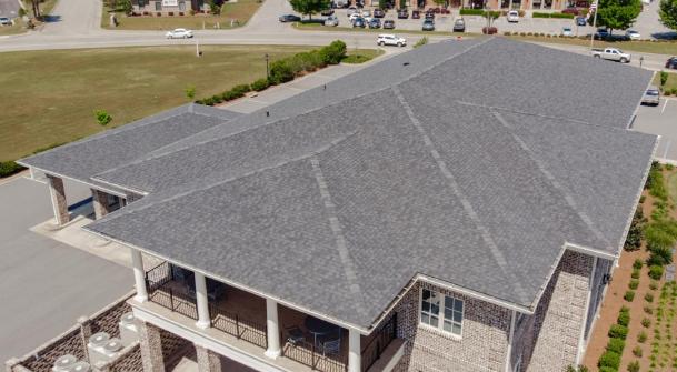 Bulloch First Bank Statesboro, Georgia | Charcoal Black Architectural Asphalt Shingles | Bulloch County Commercial Roofing Solutions | New Construction Commercial Roof