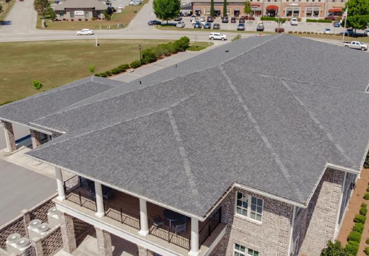 Bulloch First Bank Statesboro, Georgia | Charcoal Black Architectural Asphalt Shingles | Bulloch County Commercial Roofing Solutions | New Construction Commercial Roof